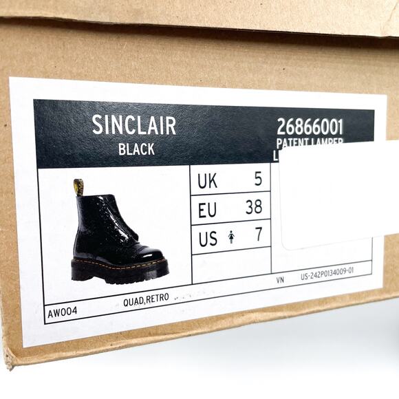 Dr Martens Sinclair Boots Black Platform Leopard Emboss Patent Leather Zip Sz 7 - Picture 10 of 10